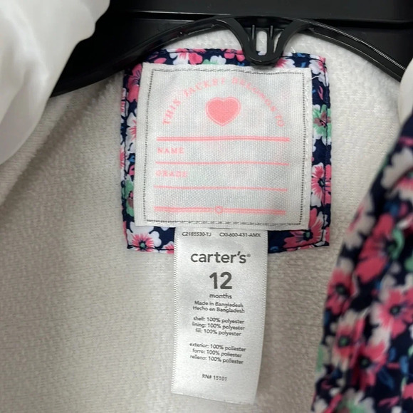 Carters Floral Infant Snow Coat - Picture 2 of 6